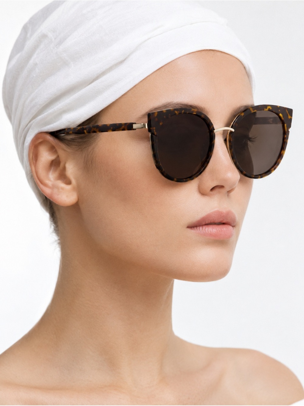 BP. 54mm round cat-eye sunglasses -brown retro style women